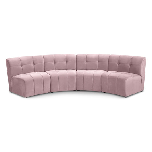 Meridian Furniture - Limitless Pink Velvet 4pc. Modular Sectional - 645Pink-4PC veiw 1
