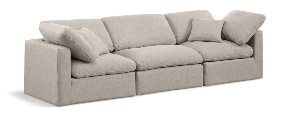 Meridian Furniture - Indulge Beige Linen Textured Fabric Modular Sofa - 3Pc - 141Beige-S105 veiw 1