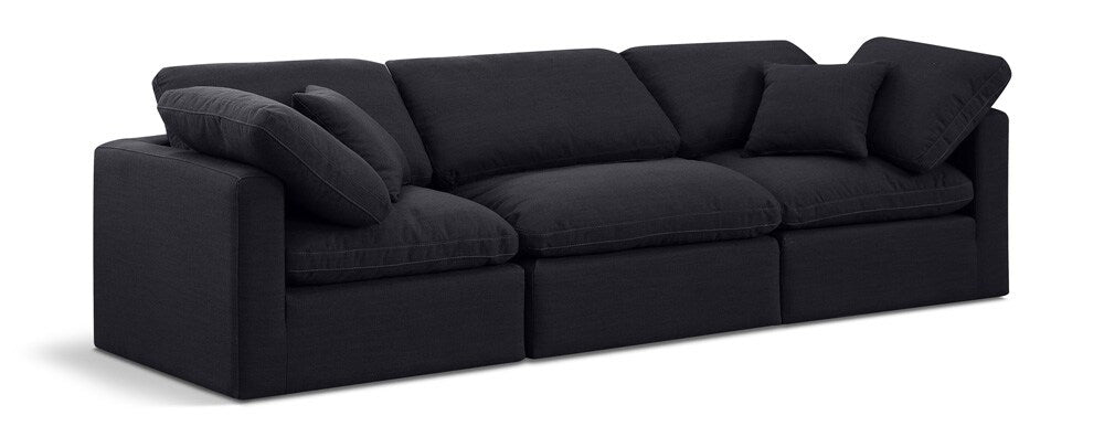 Meridian Furniture - Indulge Black Linen Textured Fabric Modular Sofa - 3Pc - 141Black-S105 veiw 1