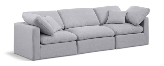 Meridian Furniture - Indulge Grey Linen Textured Fabric Modular Sofa - 3Pc - 141Grey-S105 veiw 1