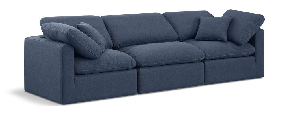 Meridian Furniture - Indulge Navy Linen Textured Fabric Modular Sofa - 3Pc - 141Navy-S105 veiw 1