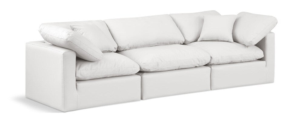Meridian Furniture - Indulge Cream Vegan Leather Modular Sofa - 3Pc - 146Cream-S105 veiw 1