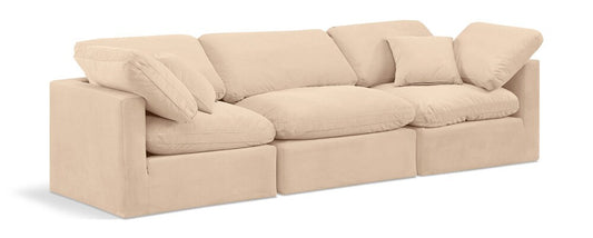 Meridian Furniture - Indulge Beige Velvet Modular Sofa - 3Pc - 147Beige-S105 veiw 1