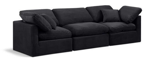 Meridian Furniture - Indulge Black Velvet Modular Sofa - 3Pc - 147Black-S105 veiw 1