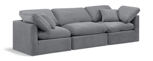 Meridian Furniture - Indulge Grey Velvet Modular Sofa - 3Pc - 147Grey-S105 veiw 1