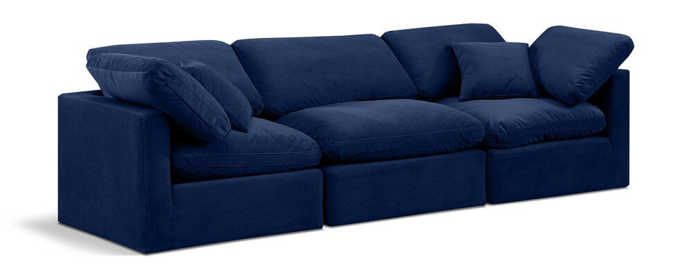 Meridian Furniture - Indulge Navy Velvet Modular Sofa - 3Pc - 147Navy-S105 veiw 1