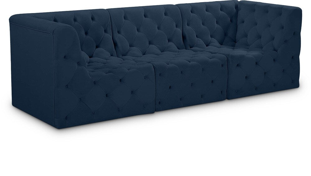 Meridian Furniture - Tuft Navy Velvet Modular Sofa - 3Pc - 680Navy-S99 veiw 1
