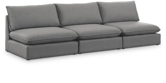 Meridian Furniture - Mackenzie Grey Durable Linen Textured Modular Sofa - 3Pc - 688Grey-S120A veiw 1