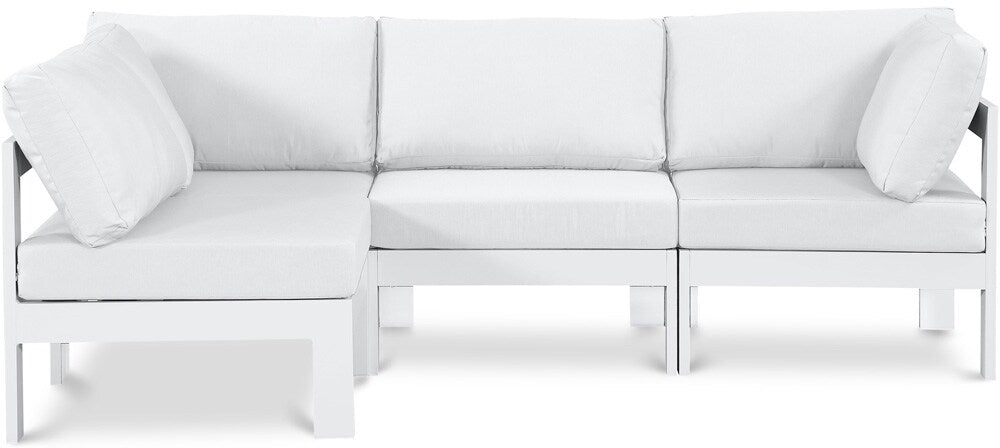 Meridian Furniture - Nizuc White Water Resistant Fabric Outdoor Patio Modular Sectional - 4Pc - 375White-Sec4A veiw 1