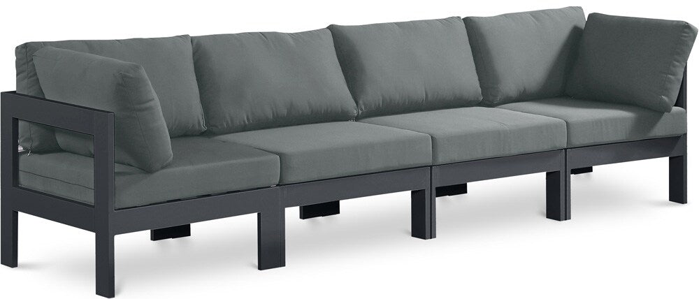 Meridian Furniture - Nizuc Grey Water Resistant Fabric Outdoor Patio Modular Sofa - 4Pc - 376Grey-S120A veiw 1