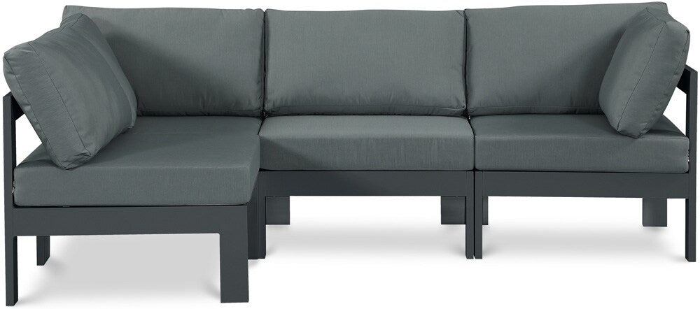 Meridian Furniture - Nizuc Grey Water Resistant Fabric Outdoor Patio Modular Sectional - 4Pc - 376Grey-Sec4A veiw 1