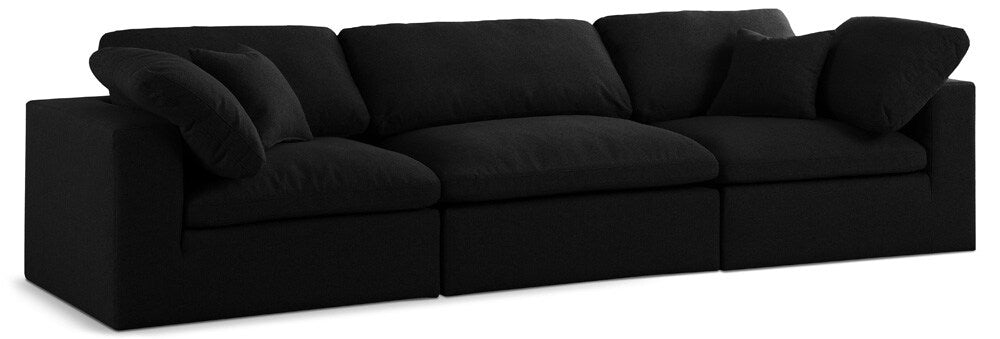 Meridian Furniture - Serene Black Linen Textured Fabric Deluxe Comfort Modular Sofa - 3Pc - 601Black-S119 veiw 1