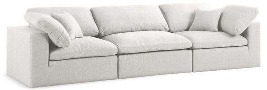 Meridian Furniture - Serene Cream Linen Textured Fabric Deluxe Comfort Modular Sofa - 3Pc - 601Cream-S119 veiw 1
