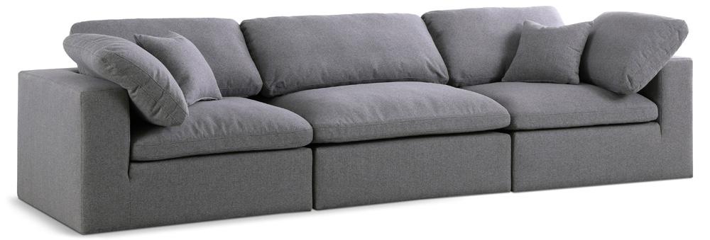 Meridian Furniture - Serene Grey Linen Textured Fabric Deluxe Comfort Modular Sofa - 3Pc - 601Grey-S119 veiw 1