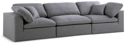 Meridian Furniture - Serene Grey Linen Textured Fabric Deluxe Comfort Modular Sofa - 3Pc - 601Grey-S119 veiw 1