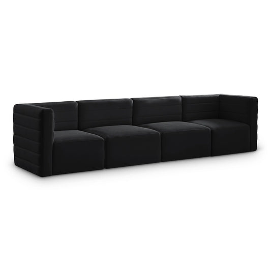 Meridian Furniture - Quincy Black Velvet Modular Sofa - 4Pc - 677Black-S126 veiw 1