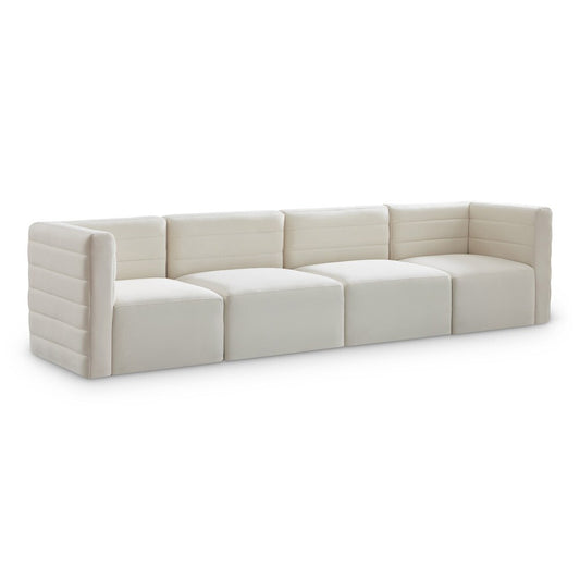 Meridian Furniture - Quincy Cream Velvet Modular Sofa - 4Pc - 677Cream-S126 veiw 1