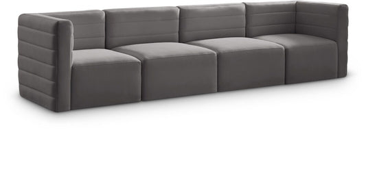 Meridian Furniture - Quincy Grey Velvet Modular Sofa - 4Pc - 677Grey-S126 veiw 1