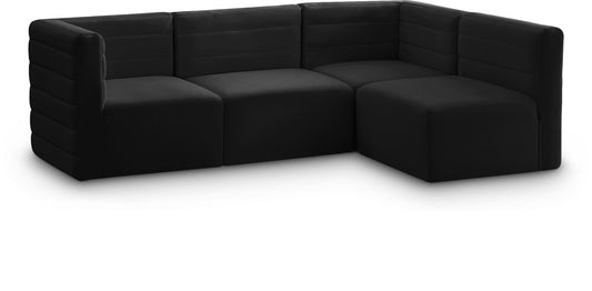 Meridian Furniture - Quincy Black Velvet Modular Sectional - 4Pc - 677Black-Sec4A veiw 1
