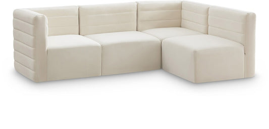 Meridian Furniture - Quincy Cream Velvet Modular Sectional - 4Pc - 677Cream-Sec4A veiw 1