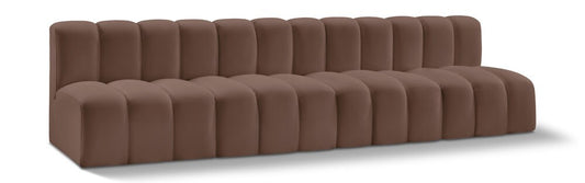 Meridian Furniture - Arc Brown Vegan Leather Modular Sofa - 4Pc - 101Brown-S4E veiw 1
