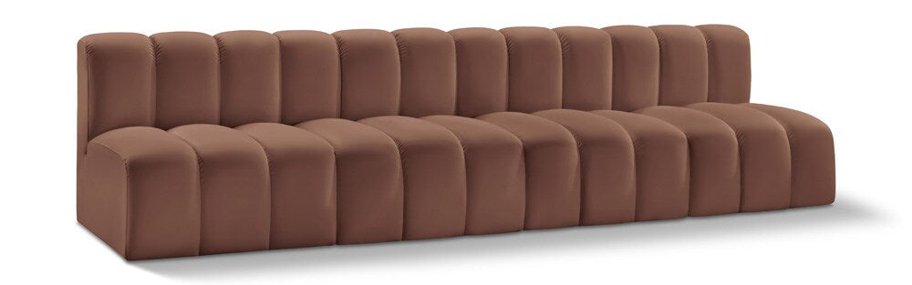 Meridian Furniture - Arc Cognac Vegan Leather Modular Sofa - 4Pc - 101Cognac-S4E veiw 1