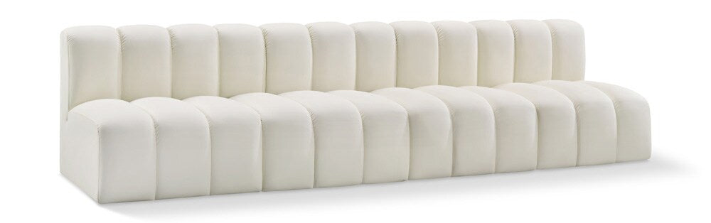 Meridian Furniture - Arc Cream Vegan Leather Modular Sofa - 4Pc - 101Cream-S4E veiw 1