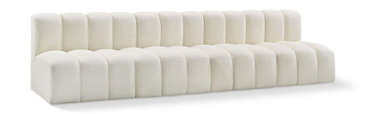 Meridian Furniture - Arc Cream Vegan Leather Modular Sofa - 4Pc - 101Cream-S4E veiw 1