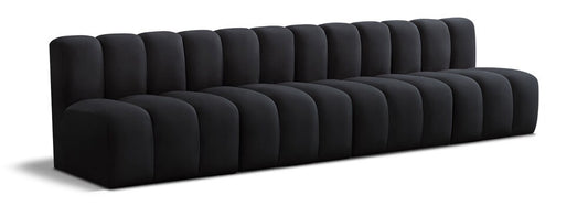 Meridian Furniture - Arc Black Velvet Modular Sofa - 4Pc - 103Black-S4E veiw 1