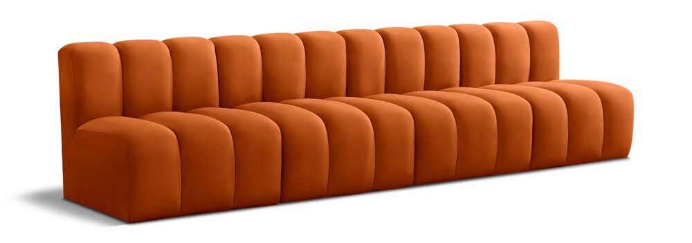 Meridian Furniture - Arc Cognac Velvet Modular Sofa - 4Pc - 103Cognac-S4E veiw 1