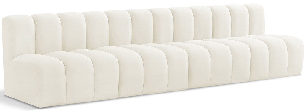 Meridian Furniture - Arc Cream Velvet Modular Sofa - 4Pc - 103Cream-S4E veiw 1
