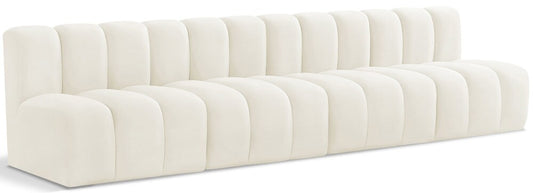 Meridian Furniture - Arc Cream Velvet Modular Sofa - 4Pc - 103Cream-S4E veiw 1