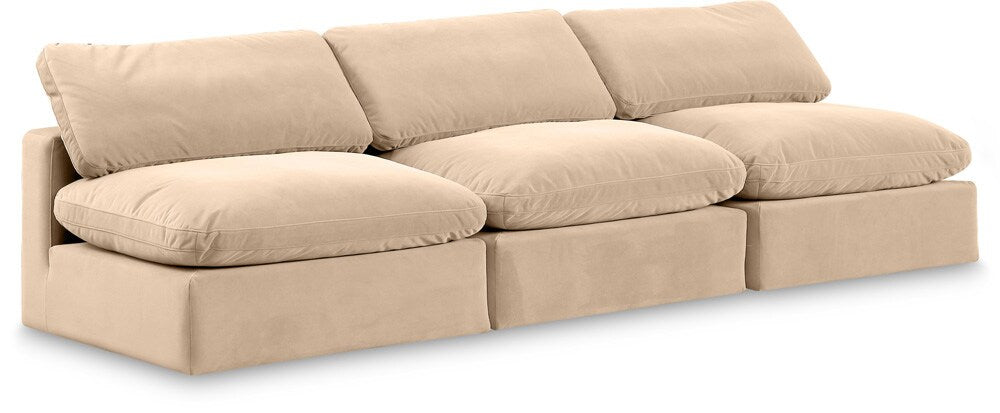 Meridian Furniture - Comfy Beige Velvet Modular Sofa - 3Pc - 189Beige-S117 veiw 1