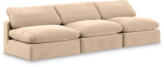 Meridian Furniture - Comfy Beige Velvet Modular Sofa - 3Pc - 189Beige-S117 veiw 1