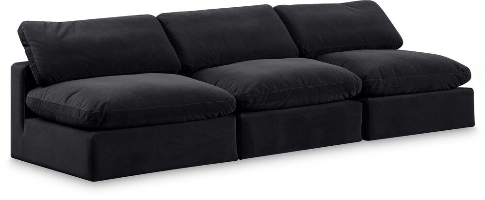 Meridian Furniture - Comfy Black Velvet Modular Sofa - 3Pc - 189Black-S117 veiw 1