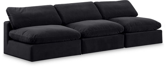 Meridian Furniture - Comfy Black Velvet Modular Sofa - 3Pc - 189Black-S117 veiw 1