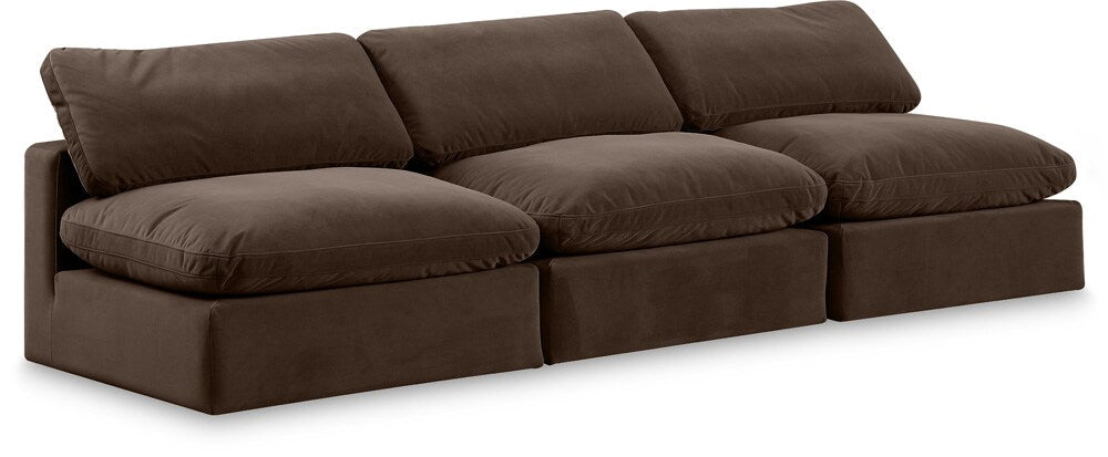 Meridian Furniture - Comfy Brown Velvet Modular Sofa - 3Pc - 189Brown-S117 veiw 1