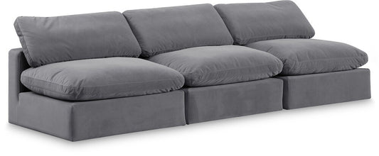 Meridian Furniture - Comfy Grey Velvet Modular Sofa - 3Pc - 189Grey-S117 veiw 1