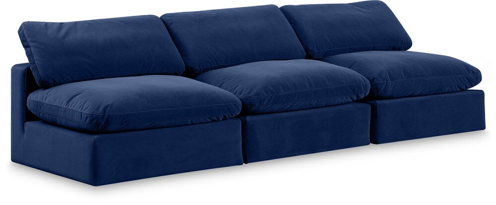 Meridian Furniture - Comfy Navy Velvet Modular Sofa - 3Pc - 189Navy-S117 veiw 1