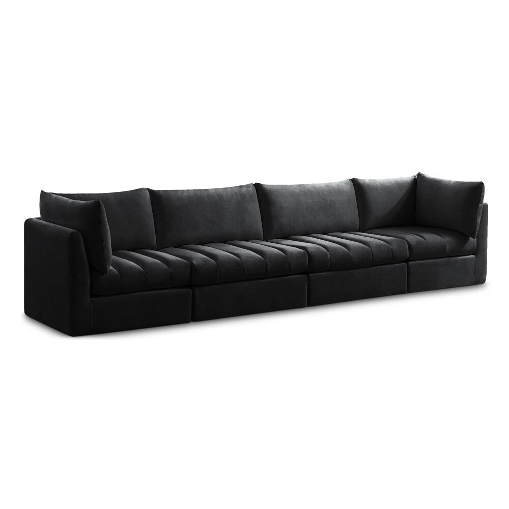 Meridian Furniture - Jacob Black Velvet Modular Sofa - 4Pc - 649Black-S140 veiw 1