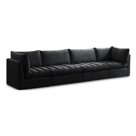 Meridian Furniture - Jacob Black Velvet Modular Sofa - 4Pc - 649Black-S140 veiw 1