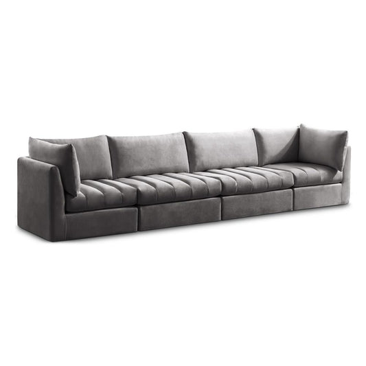 Meridian Furniture - Jacob Grey Velvet Modular Sofa - 4Pc - 649Grey-S140 veiw 1