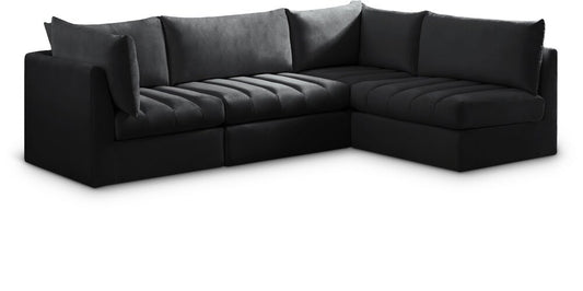 Meridian Furniture - Jacob Black Velvet Modular Sectional - 4Pc - 649Black-Sec4A veiw 1