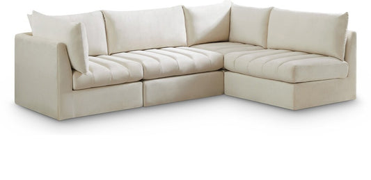 Meridian Furniture - Jacob Cream Velvet Modular Sectional - 4Pc - 649Cream-Sec4A veiw 1
