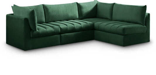 Meridian Furniture - Jacob Green Velvet Modular Sectional - 4Pc - 649Green-Sec4A veiw 1