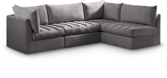 Meridian Furniture - Jacob Grey Velvet Modular Sectional - 4Pc - 649Grey-Sec4A veiw 1