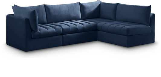 Meridian Furniture - Jacob Navy Velvet Modular Sectional - 4Pc - 649Navy-Sec4A veiw 1