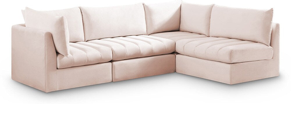 Meridian Furniture - Jacob Pink Velvet Modular Sectional - 4Pc - 649Pink-Sec4A veiw 1