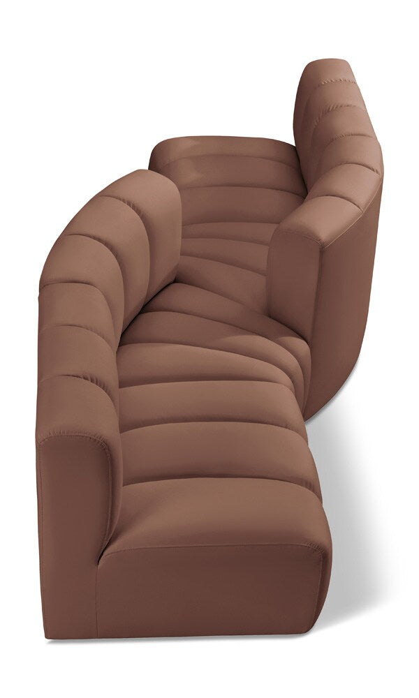 Meridian Furniture - Arc Cognac Vegan Leather Modular Sofa - 4Pc - 101Cognac-S4A veiw 1
