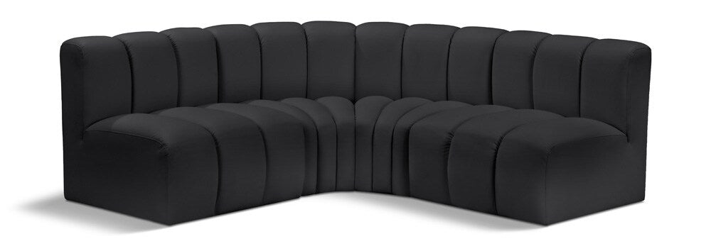 Meridian Furniture - Arc Black Vegan Leather Modular Sofa - 4Pc - 101Black-S4B veiw 1